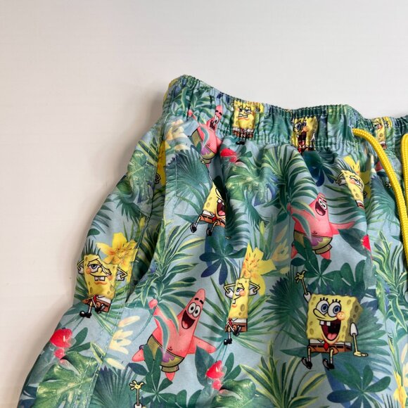 Spongebob Swim Trunk Men Medium Back Pocket Tropical Surf 28 H&M Beach Pool Core - Picture 2 of 10